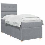 vidaXL Posteľ boxspring s matracom Svetlosivá 100 x 200 cm Látka – Obrázok 3