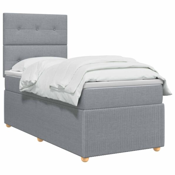 vidaXL Posteľ boxspring s matracom Svetlosivá 100 x 200 cm Látka – Obrázok 3