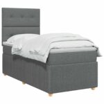 vidaXL Posteľ boxspring s matracom Tmavosivá 100 x 200 cm Látka – Obrázok 3