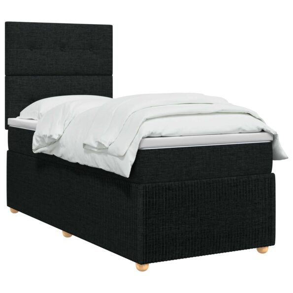 vidaXL Posteľ boxspring s matracom Čierna 100 x 200 cm Látka – Obrázok 3