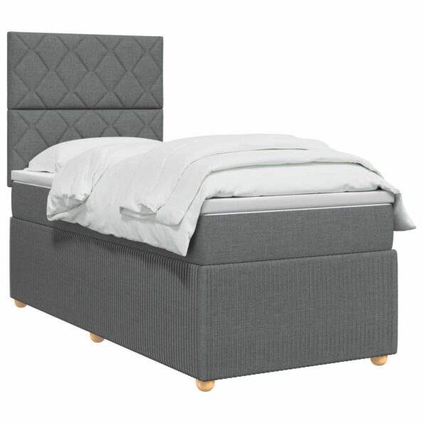 vidaXL Posteľ boxspring s matracom Tmavosivá 100 x 200 cm Látka – Obrázok 3