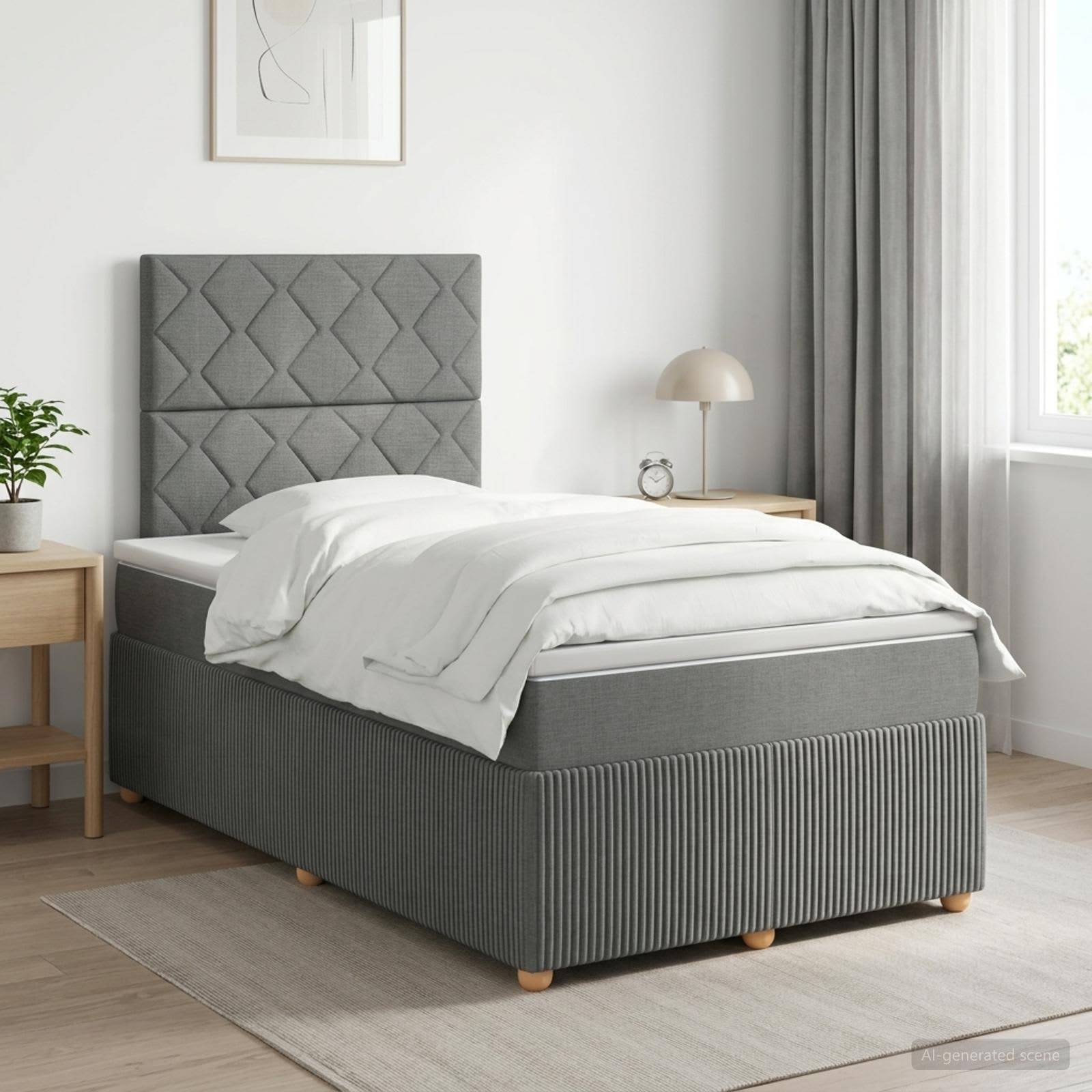 3454355_1.jpg vidaXL Posteľ boxspring s matracom Tmavosivá 120 x 190 cm Látka – Obrázok 1
