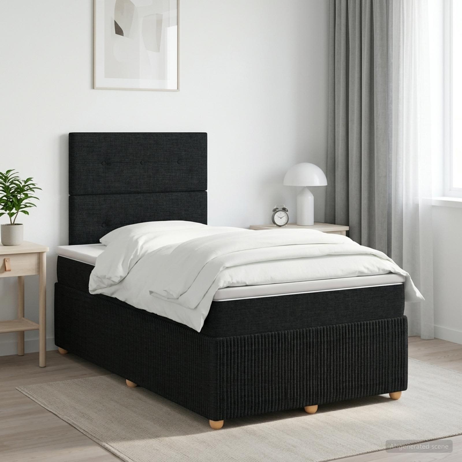3454370_1.jpg vidaXL Posteľ boxspring s matracom Čierna 120 x 200 cm Látka – Obrázok 1
