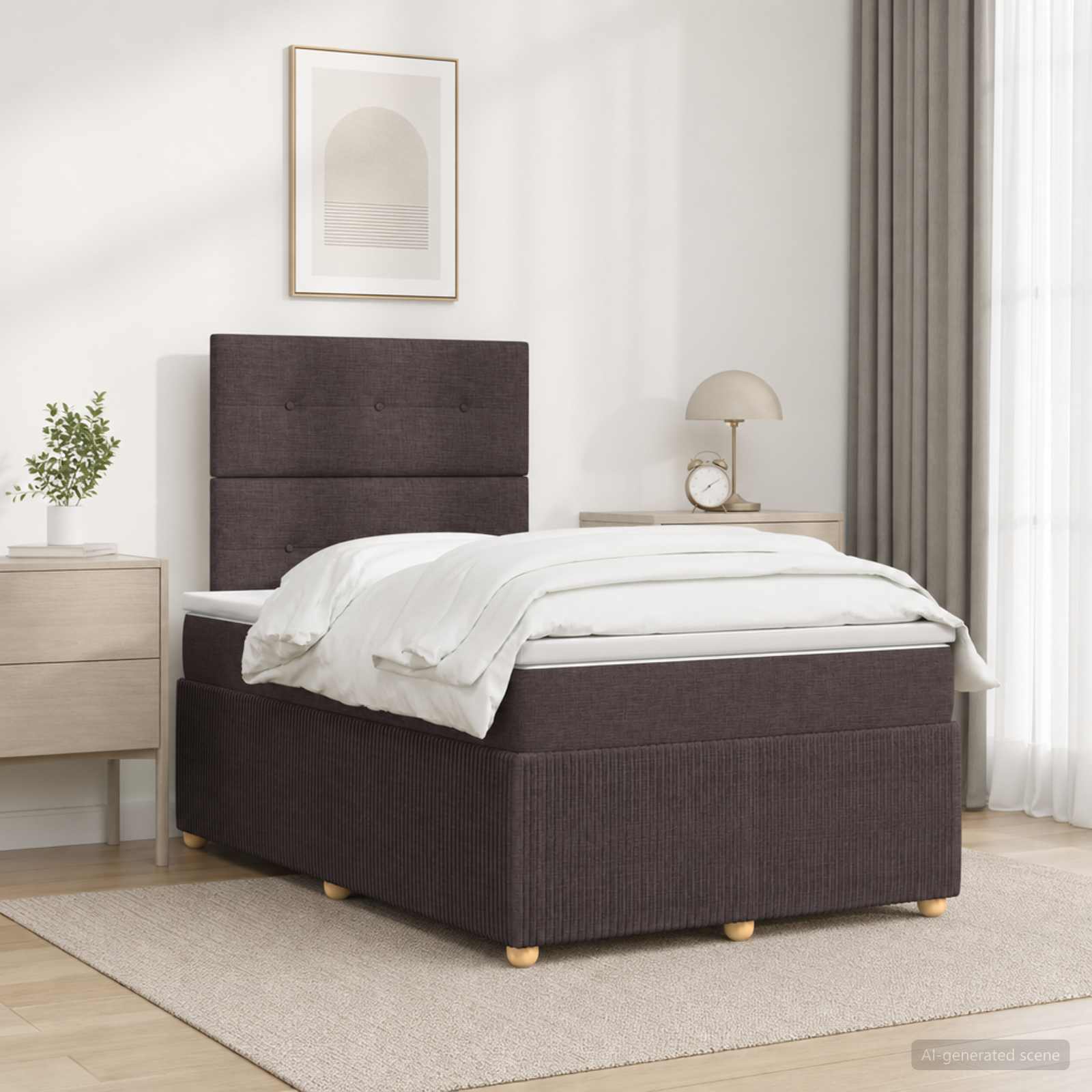 3454371_1.jpg vidaXL Posteľ boxspring s matracom Tmavohnedá 120 x 200 cm Látka – Obrázok 1