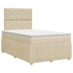 vidaXL Posteľ boxspring s matracom Krémová 120 x 200 cm Látka – Obrázok 2