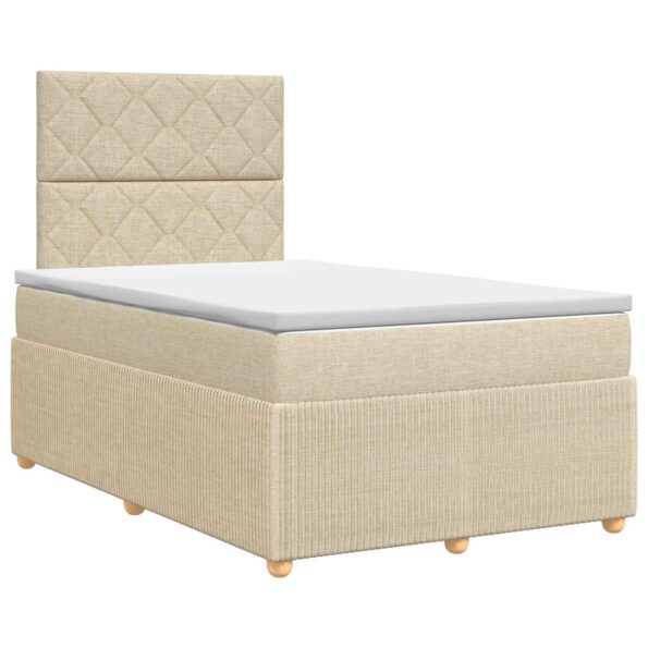 vidaXL Posteľ boxspring s matracom Krémová 120 x 200 cm Látka – Obrázok 2