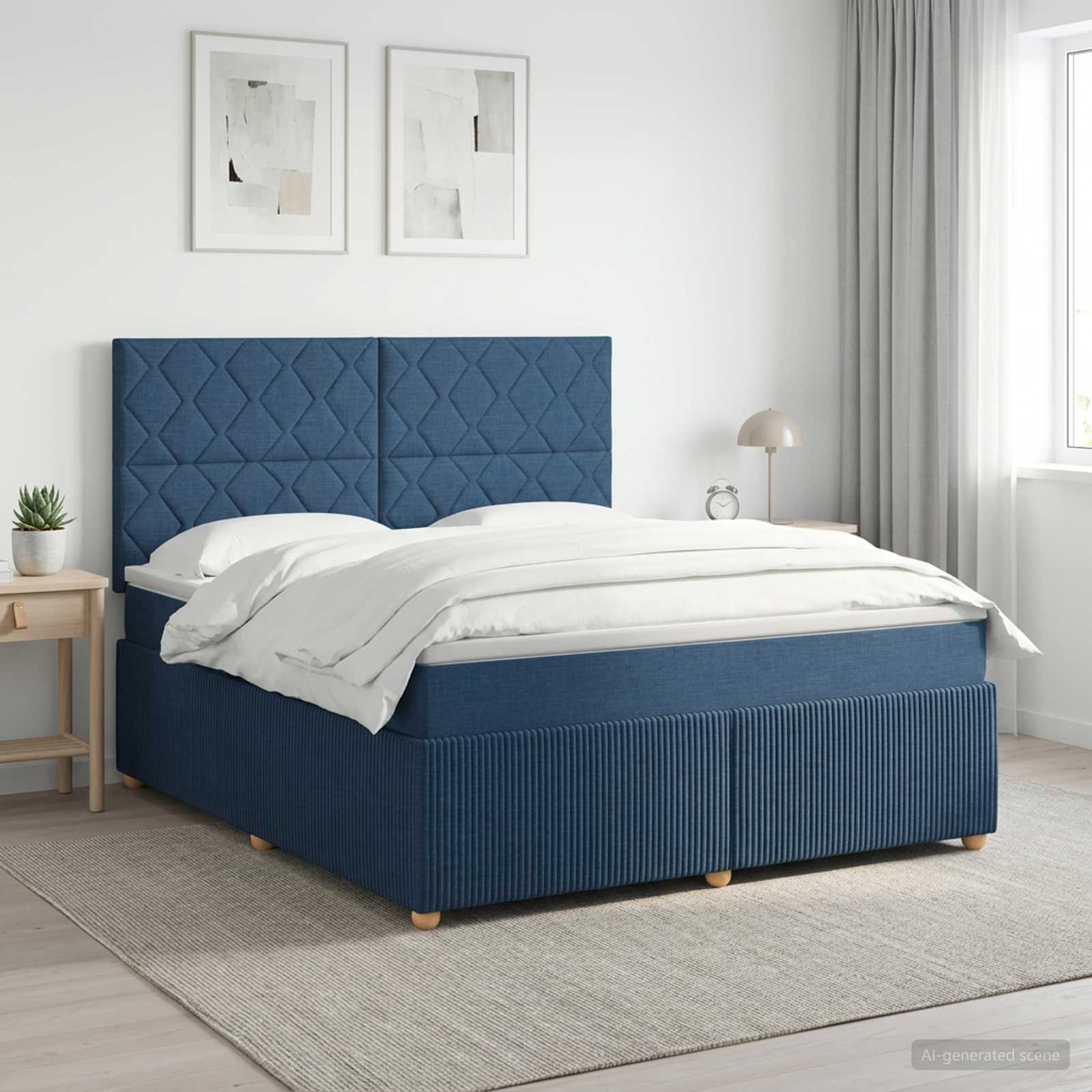 3454402_1.jpg vidaXL Posteľ boxspring s matracom Modrá 140 x 190 cm Látka – Obrázok 1