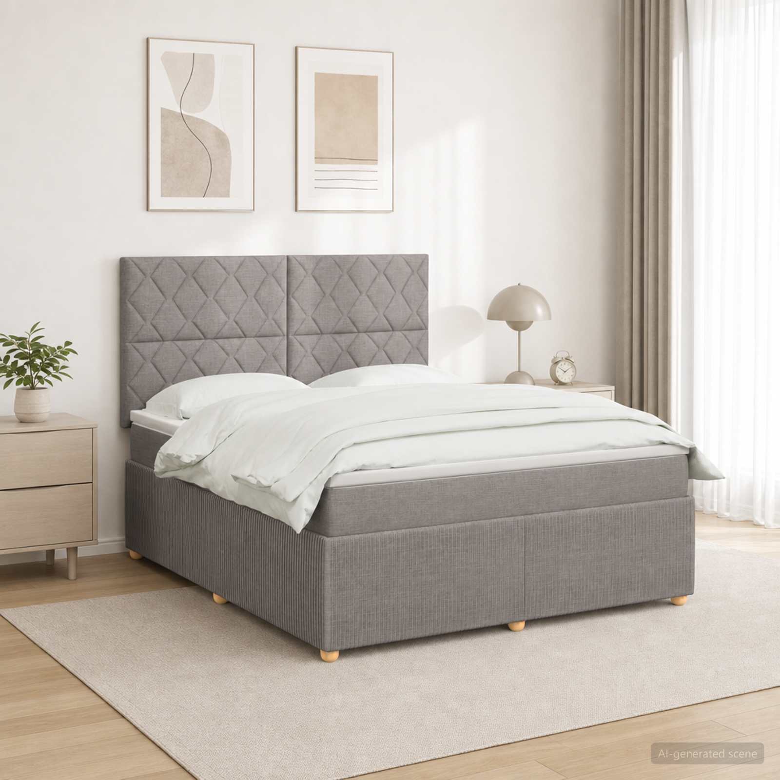 3454442_1.jpg vidaXL Posteľ boxspring s matracom Sivohnedá 160 x 200 cm Látka – Obrázok 1