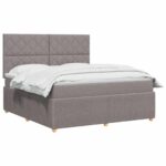 vidaXL Posteľ boxspring s matracom Sivohnedá 160 x 200 cm Látka – Obrázok 3