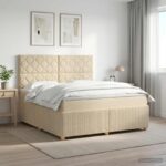vidaXL Posteľ boxspring s matracom Krémová 160 x 200 cm Látka