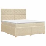 vidaXL Posteľ boxspring s matracom Krémová 160 x 200 cm Látka – Obrázok 2