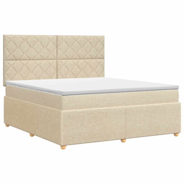 vidaXL Posteľ boxspring s matracom Krémová 160 x 200 cm Látka – Obrázok 2