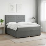 vidaXL Posteľ boxspring s matracom Tmavosivá 180 x 200 cm Látka