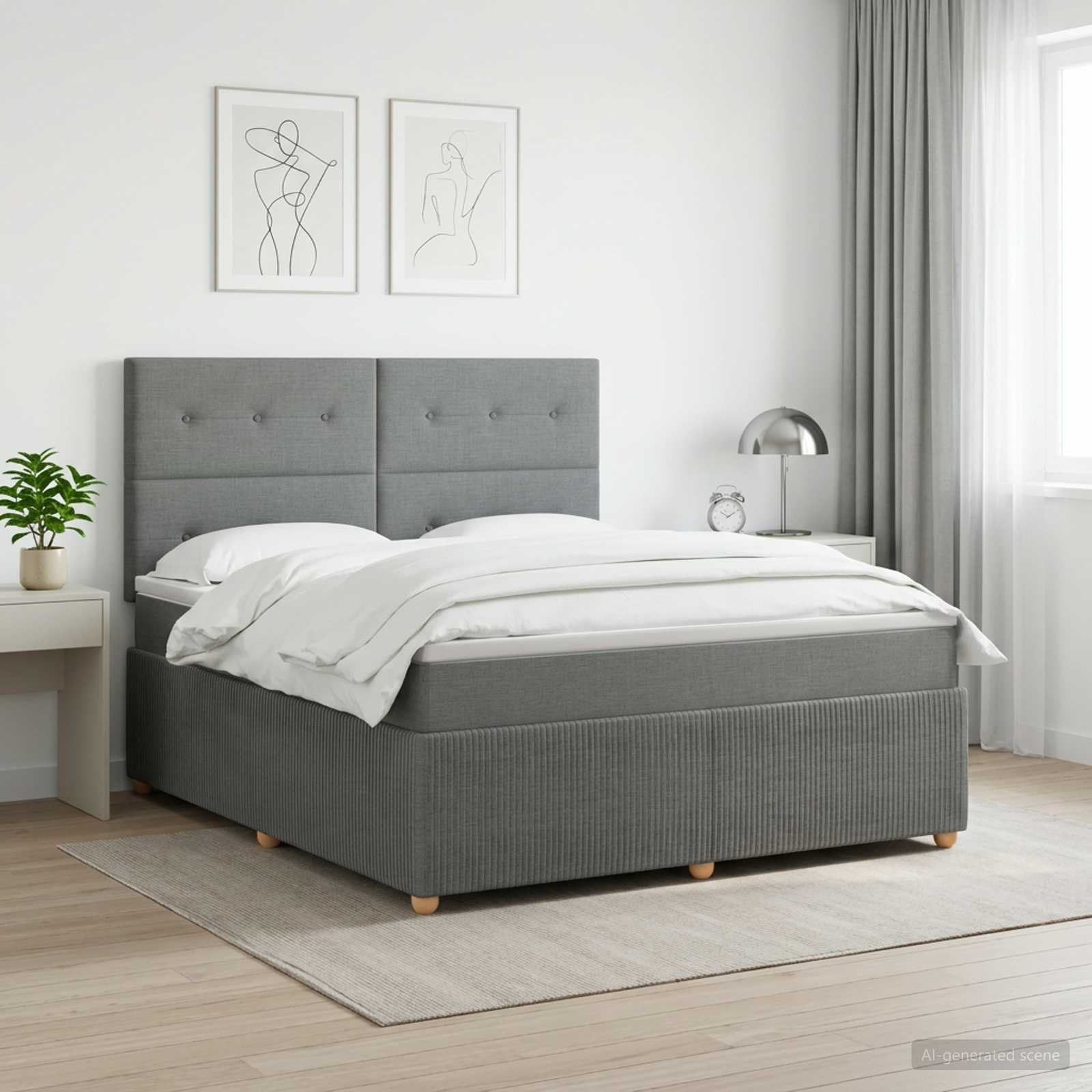 3454453_1.jpg vidaXL Posteľ boxspring s matracom Tmavosivá 180 x 200 cm Látka – Obrázok 1