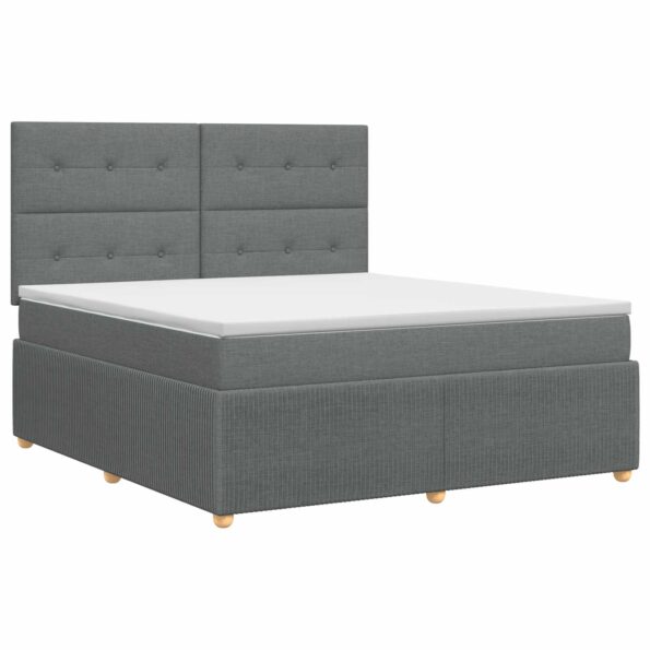 vidaXL Posteľ boxspring s matracom Tmavosivá 180 x 200 cm Látka – Obrázok 2