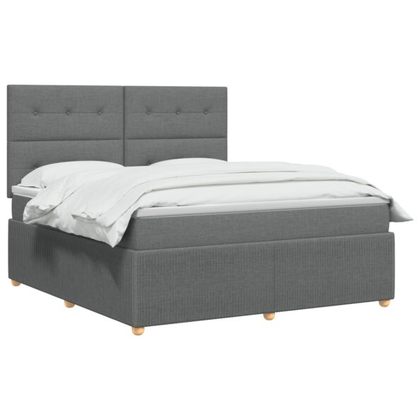 vidaXL Posteľ boxspring s matracom Tmavosivá 180 x 200 cm Látka – Obrázok 3
