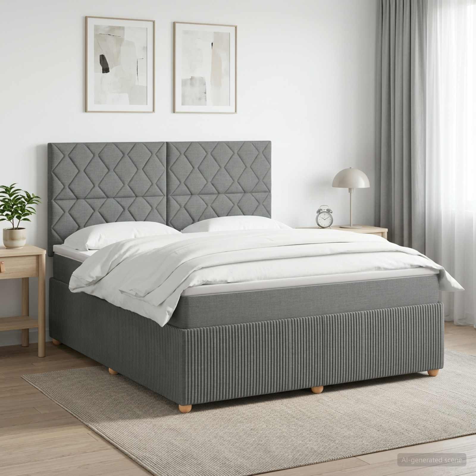 3454460_1.jpg vidaXL Posteľ boxspring s matracom Tmavosivá 180 x 200 cm Látka – Obrázok 1