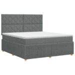 vidaXL Posteľ boxspring s matracom Tmavosivá 180 x 200 cm Látka – Obrázok 2