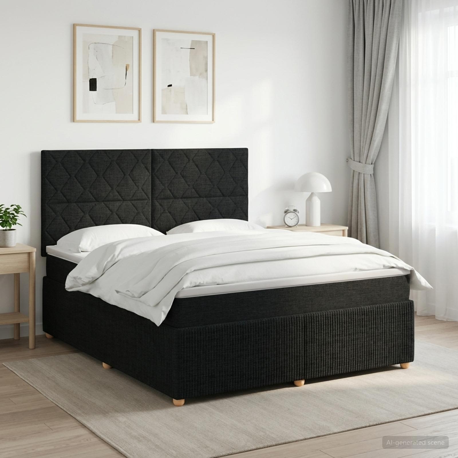 3454461_1.jpg vidaXL Posteľ boxspring s matracom Čierna 180 x 200 cm Látka – Obrázok 1