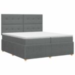 vidaXL Posteľ boxspring s matracom Tmavosivá 200 x 200 cm Látka – Obrázok 2