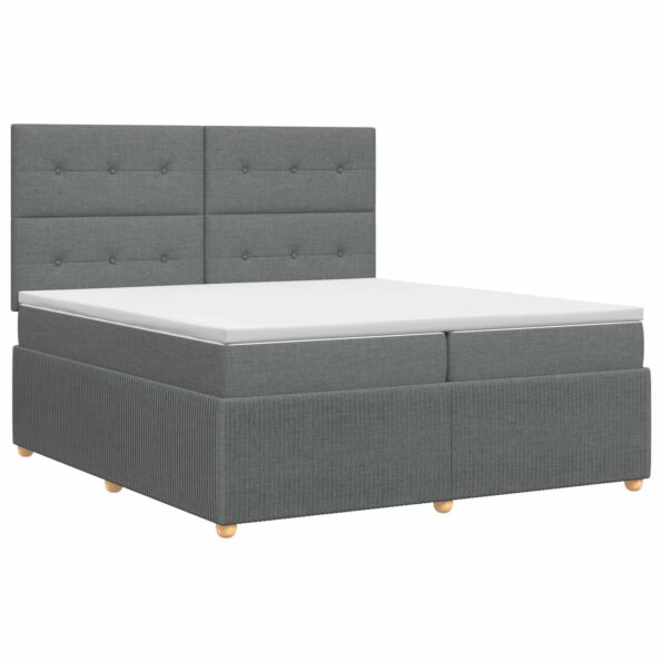vidaXL Posteľ boxspring s matracom Tmavosivá 200 x 200 cm Látka – Obrázok 2