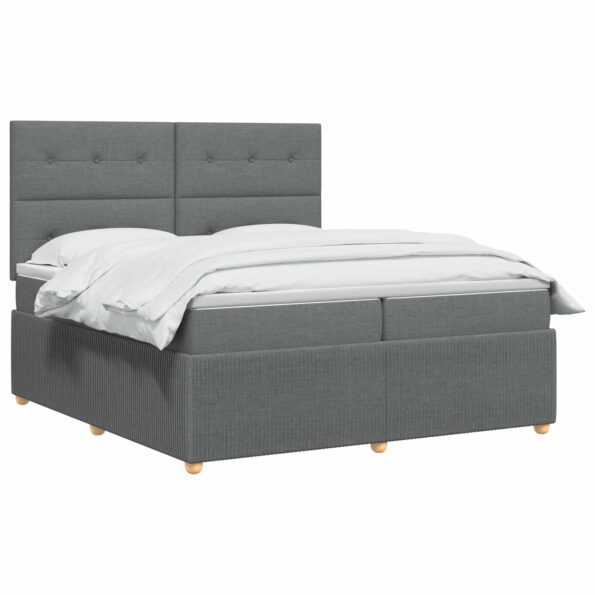 vidaXL Posteľ boxspring s matracom Tmavosivá 200 x 200 cm Látka – Obrázok 3