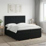 vidaXL Posteľ boxspring s matracom Čierna 200 x 200 cm Látka