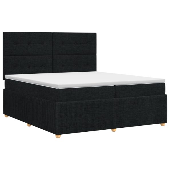 vidaXL Posteľ boxspring s matracom Čierna 200 x 200 cm Látka – Obrázok 2