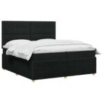 vidaXL Posteľ boxspring s matracom Čierna 200 x 200 cm Látka – Obrázok 3