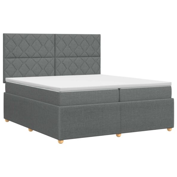 vidaXL Posteľ boxspring s matracom Tmavosivá 200 x 200 cm Látka – Obrázok 2