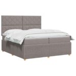 vidaXL Posteľ boxspring s matracom Sivohnedá 200 x 200 cm Látka – Obrázok 3