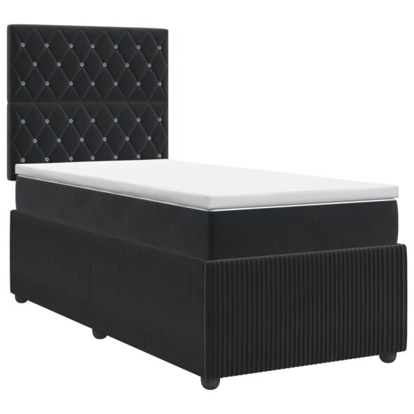 vidaXL Posteľ boxspring s matracom Čierna 80 x 200 cm Zamat – Obrázok 2