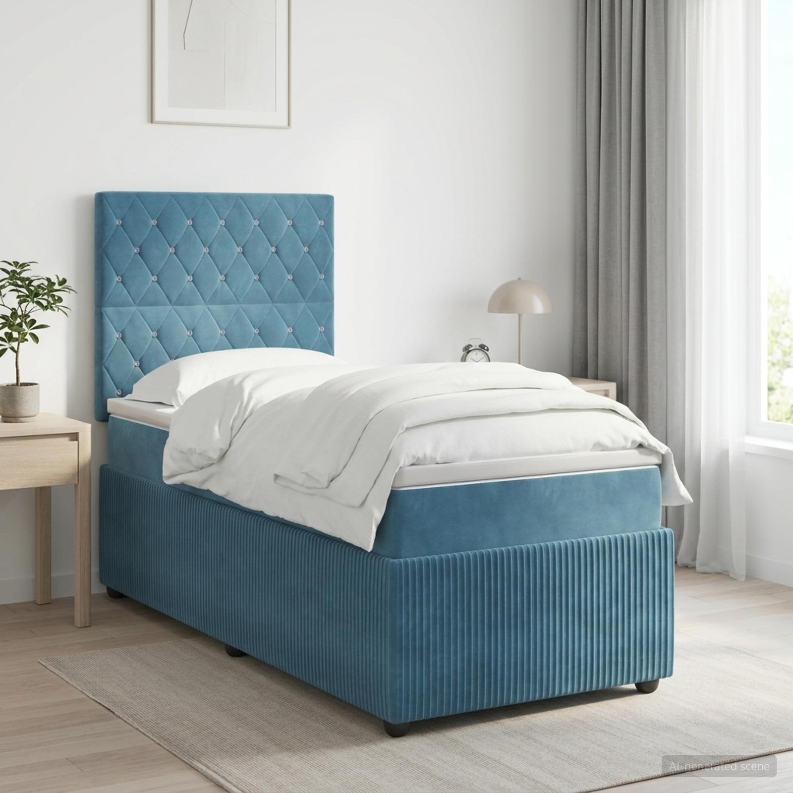 3454491_1.jpg vidaXL Posteľ boxspring s matracom Modrá 80 x 200 cm Zamat – Obrázok 1