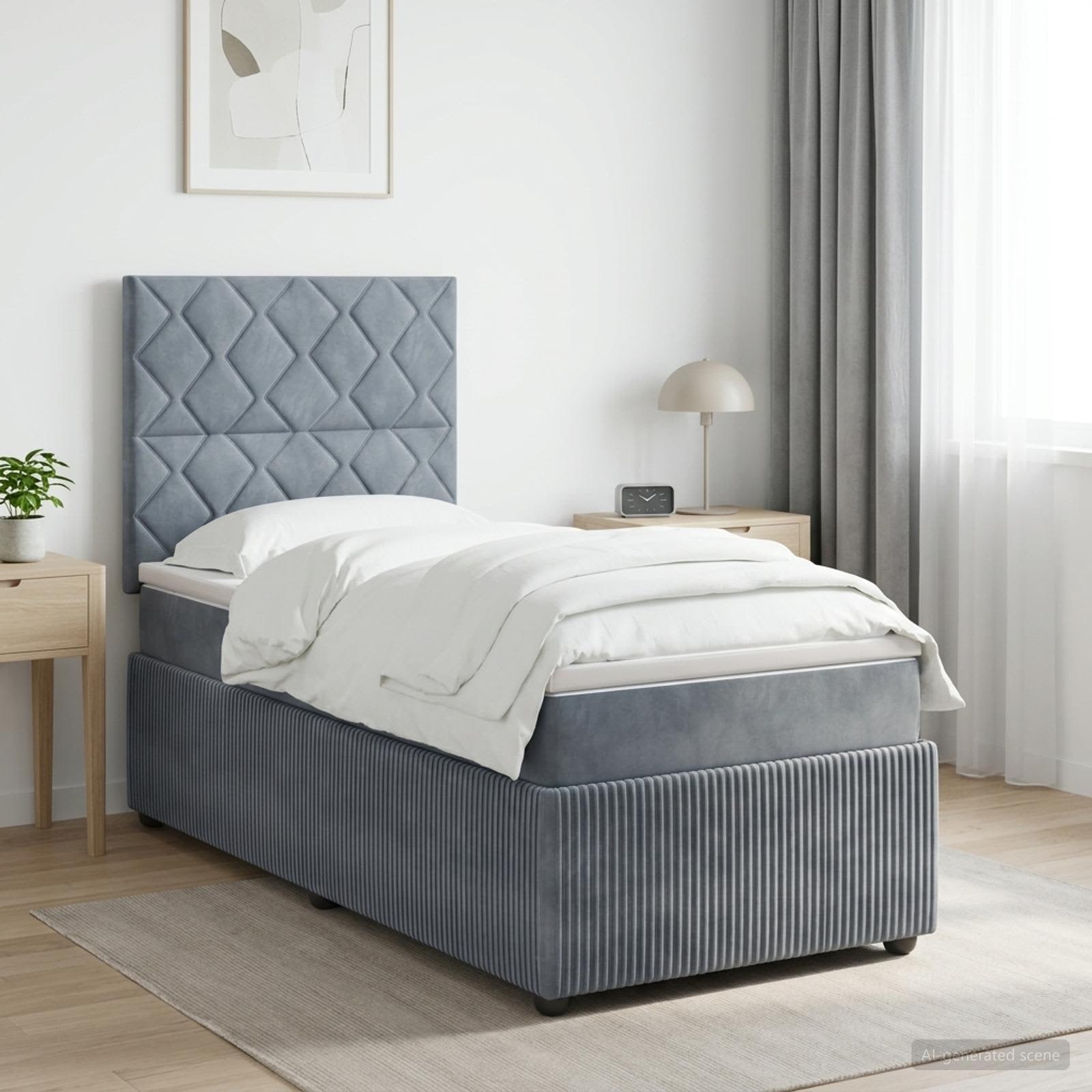 3454500_1.jpg vidaXL Posteľ boxspring s matracom Tmavosivá 80 x 200 cm Zamat – Obrázok 1