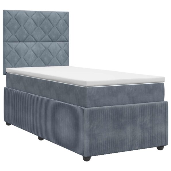 vidaXL Posteľ boxspring s matracom Tmavosivá 80 x 200 cm Zamat – Obrázok 2