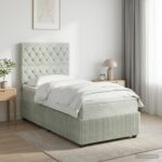 vidaXL Posteľ boxspring s matracom Svetlosivá 90 x 190 cm Zamat