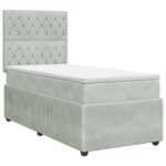 vidaXL Posteľ boxspring s matracom Svetlosivá 90 x 190 cm Zamat – Obrázok 2