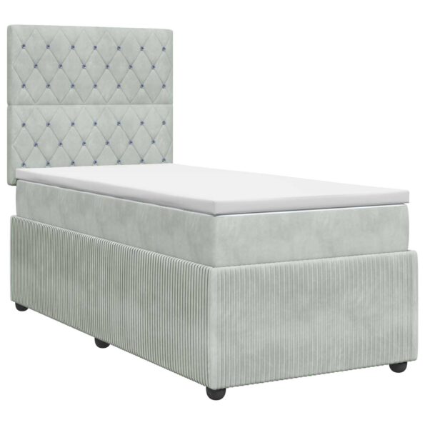 vidaXL Posteľ boxspring s matracom Svetlosivá 90 x 190 cm Zamat – Obrázok 2