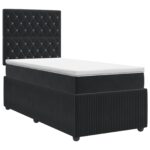 vidaXL Posteľ boxspring s matracom Čierna 90 x 190 cm Zamat – Obrázok 2