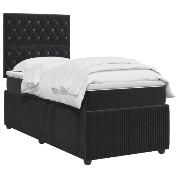 vidaXL Posteľ boxspring s matracom Čierna 90 x 190 cm Zamat – Obrázok 3