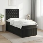 vidaXL Posteľ boxspring s matracom Čierna 100 x 200 cm Zamat