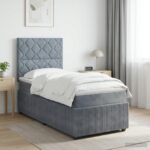 vidaXL Posteľ boxspring s matracom Tmavosivá 100 x 200 cm Zamat