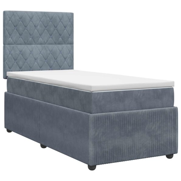 vidaXL Posteľ boxspring s matracom Tmavosivá 100 x 200 cm Zamat – Obrázok 2