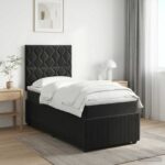 vidaXL Posteľ boxspring s matracom Čierna 100 x 200 cm Zamat