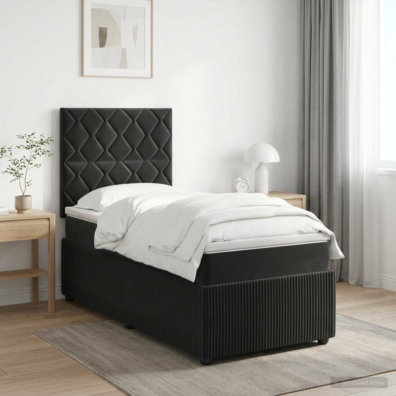 3454555_1.jpg vidaXL Posteľ boxspring s matracom Čierna 100 x 200 cm Zamat – Obrázok 1