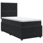 vidaXL Posteľ boxspring s matracom Čierna 100 x 200 cm Zamat – Obrázok 2