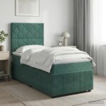 vidaXL Posteľ boxspring s matracom Tmavozelená 100 x 200 cm Zamat