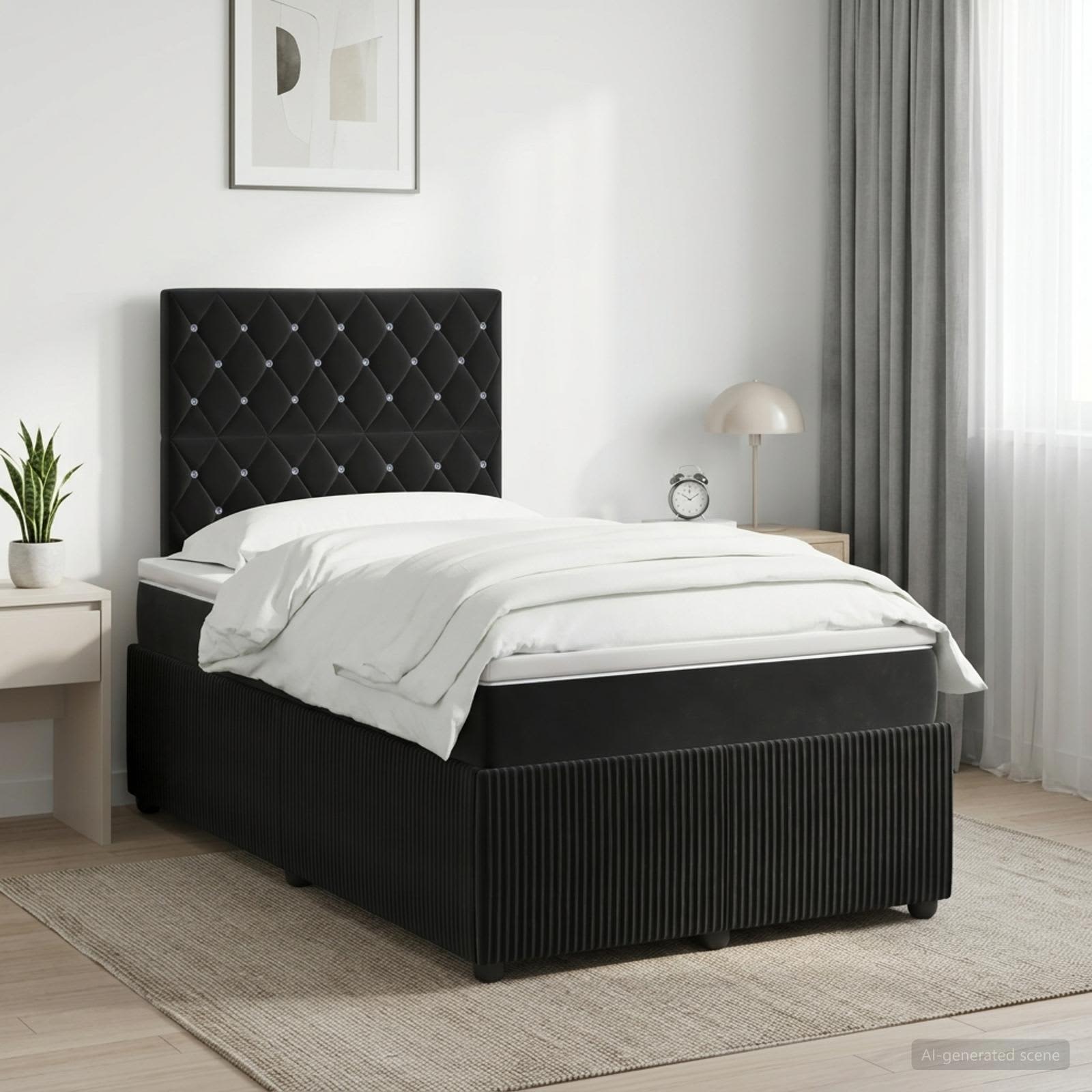 3454561_1.jpg vidaXL Posteľ boxspring s matracom Čierna 120 x 190 cm Zamat – Obrázok 1