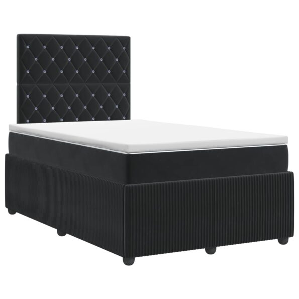 vidaXL Posteľ boxspring s matracom Čierna 120 x 190 cm Zamat – Obrázok 2