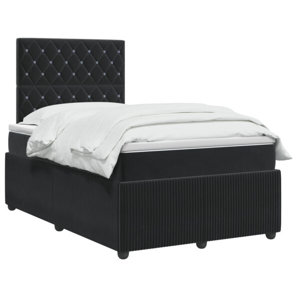 vidaXL Posteľ boxspring s matracom Čierna 120 x 190 cm Zamat – Obrázok 3